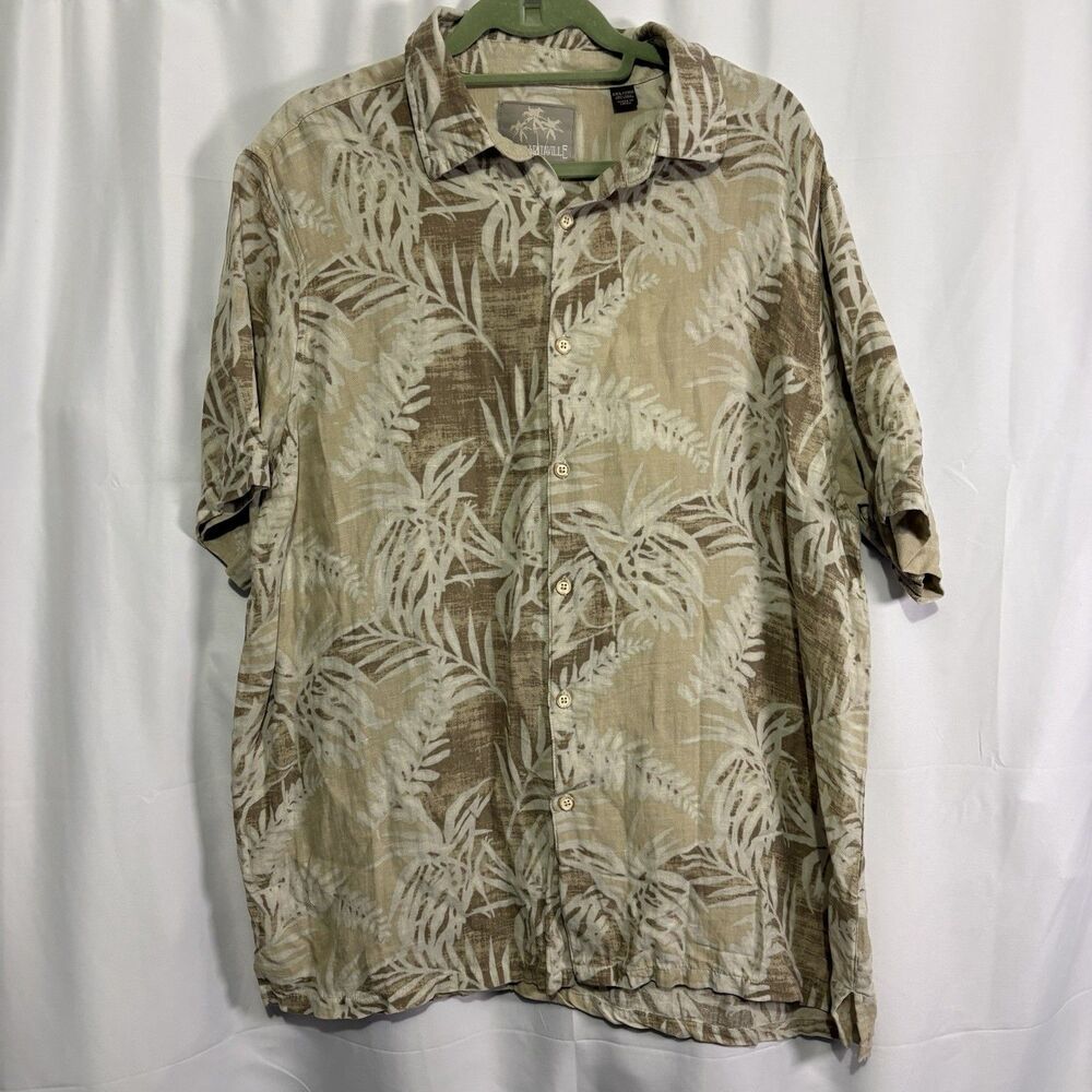 Jimmy Buffett Margaritaville Silk Linen Hawaiian Casual Button Down Shirt 2XL